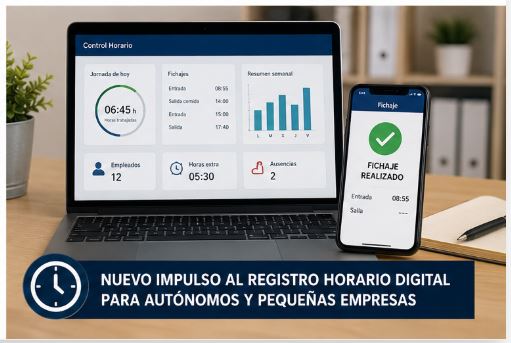 Nuevo impulso al registro horario digital para autónomos y pequeñas empresas