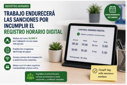 Trabajo endurecerá las sanciones por incumplir el registro horario digital