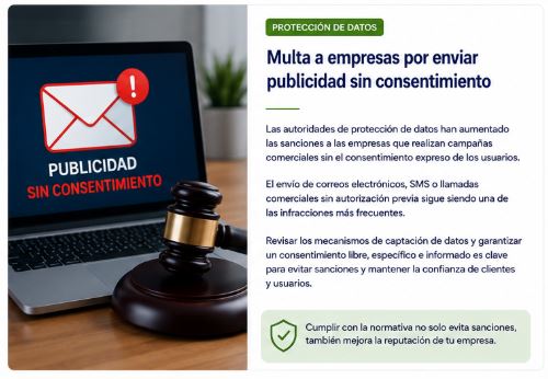 Multa a empresas por enviar publicidad sin consentimiento